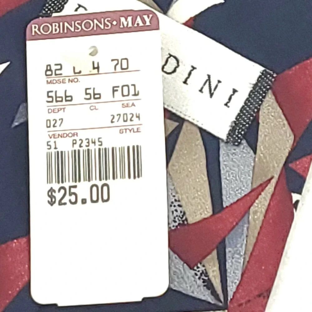 Brandini Le Collezioni Mens Tie Silk Made in Italy Vintage Wide Abstract New
